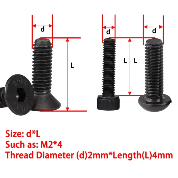 500 pièces M2 M2.5 petit Kit de boulons à vis 4mm 5mm 6mm 8mm 10mm vis électriques capuchon à six pans creux ordinateur portable PCB Allen boulons ensemble – Image 13