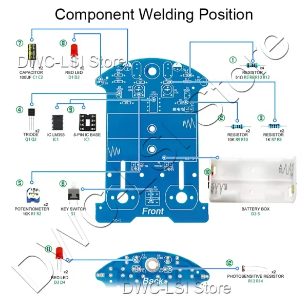 Kit électronique d'apprentissage de la soudure, Kits de projets de soudage de voiture intelligente, ligne suivant le Robot pour débutants, électronique de bricolage – Image 3