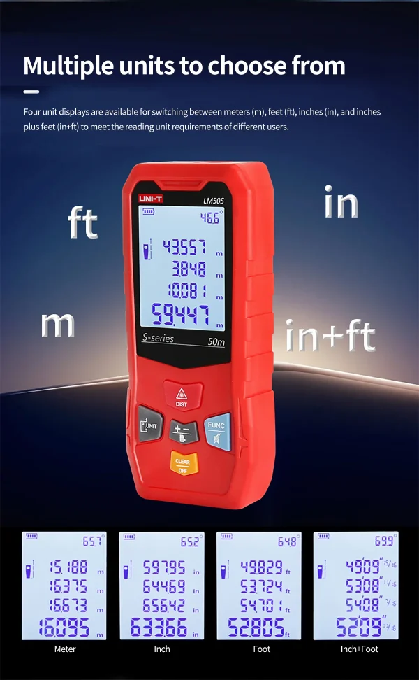 Télémètre Laser UNI-T série LM-S télémètre Laser numérique 40m 50m 60m 80m 100m 120m ruban à mesurer électronique – Image 18