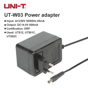 Adaptateur d'alimentation UT-W03 UNI-T DC 14.5V 600mA Adaptateur pour UTorgUT50/s UT502C Testeur d'isolant 02/10/2018