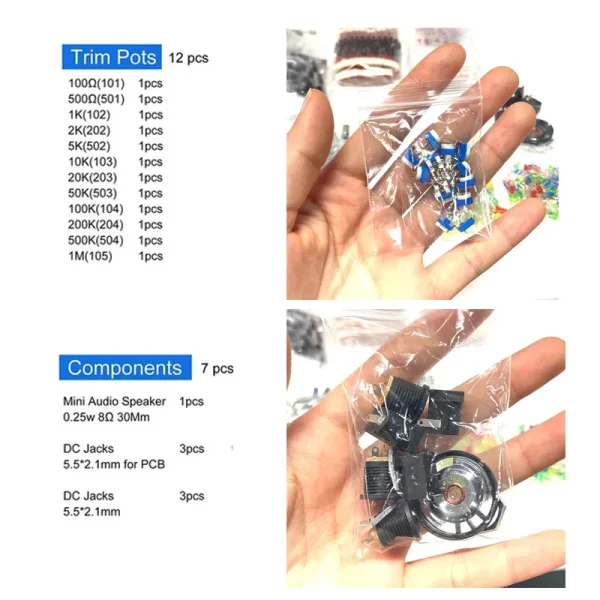 Kit de composants électroniques Édition ultime Divers puzzles courants Résistances Puzzles Énigmes T0-92 Transistors LED Carte PCB DIP-IC – Image 6