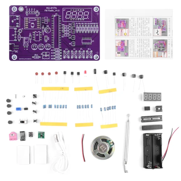 HU-017A RDA5807S Radio Kit FM DIY ￉lectronique Pi￨ces D'apprentissage Ensemble 87-108MHz avec/sans Logement Kit pour Composants ￉lectroniques Partie – Image 8