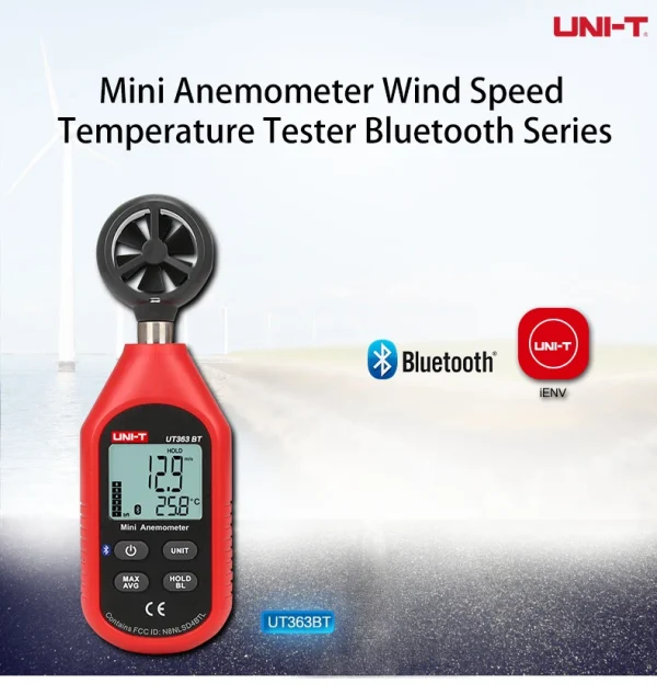 UNI-T UT363 anémomètre portatif numérique UT363BT mesure de la vitesse du vent testeur de température affichage LCD débit d'air vitesse compteur de vent – Image 11