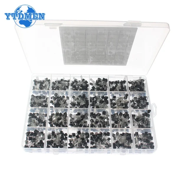 Kit de transistors TO-92, boîte d'assortiment BC547 BC327 BC337 2N2222 3906 C945 PNP/NPN, Kit électronique, 200/480/840 pièces – Image 2