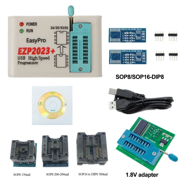 Programmeur SPI USB haute vitesse EZP2023 + 12 adaptateurs, prise en charge 24 25 26 93 95 EEPROM 25 puces Flash Bios mieux que EZP2019 – Image 10