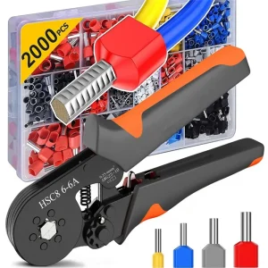 Kit d'outils de sertissage de virole à cliquet auto-ajustable Hexagonal 23-10AWG 0.25-6 mm2 Kit de sertissage avec 400-2000 bornes de fil