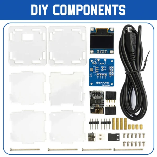 Mini horloge météo numérique WiFi, kit de soudure bricolage, station météo électronique multifonctionnelle, ESP8266 – Image 6