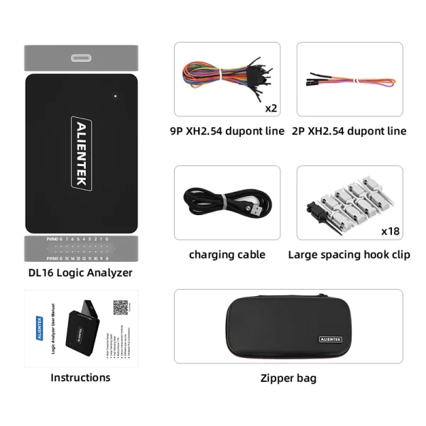 ALIENTEK analyseur logique DL16 250MHz taux d'échantillonnage maximum 16 canaux outils d'analyse logique ARM FPGA logiciel de décodage de protocole de débogage – Image 11