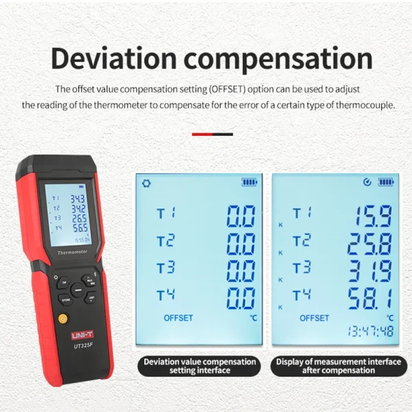 UNI-T Numérique Therye.com UT325F J/T/E/R/S/N/K Type Thermocouple Température Mètre Haute Précision Bluetooth 4 Canaux – Image 3