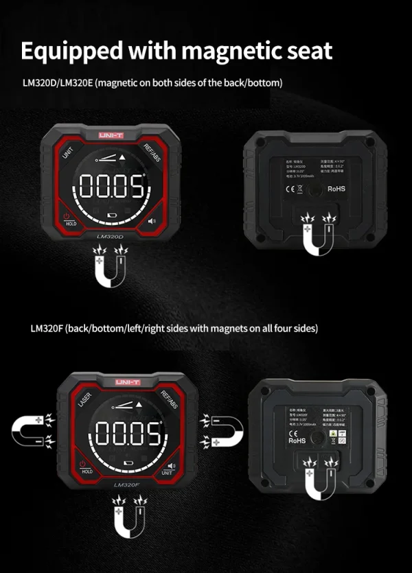 UNI-T LM320A LM320B Compteur d'angle Inclinomètre magnétique LM320F Rapporteur igital Angle Finder Biseau Boîte Outil de mesure d'angle – Image 19