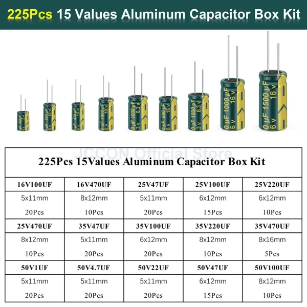 Ensemble de puzzles électrolytiques en aluminium, High Dead Low ESR, Kit WieshammBox, 15 valeurs, 24/36 valeurs, 225 pièces, 460 pièces, 925 pièces – Image 13