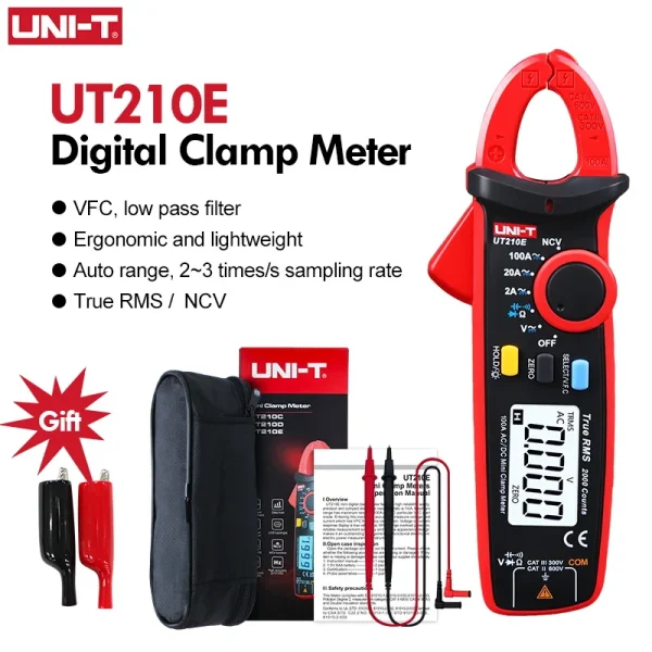 Pince multimètre numérique AC DC UNI-T UT210E UT210D, pince True RMS, ampèremètre, testeur de tension, compteur de fréquence