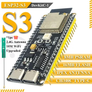 Carte de développement ESP32 S3 ESP32-S3-DevKitC-1 BT 2.4G, Module Wifi pour Arduino 8 mo PSRAM 16 mo FLASH N16R8 CH340C type-c 42 broches