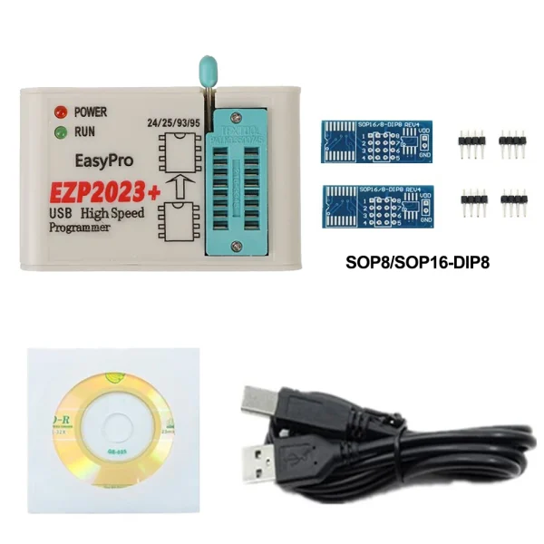 Programmeur SPI USB haute vitesse EZP2023 + 12 adaptateurs, prise en charge 24 25 26 93 95 EEPROM 25 puces Flash Bios mieux que EZP2019 – Image 7