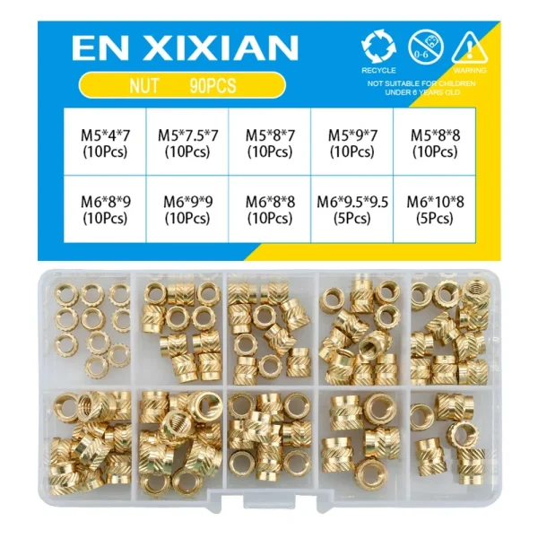 M2 M2.5 M3 M4 M5 M6 ensemble de chaleur en laiton écrou d'insertion inserts filetés moletés thermofusibles pour Kit d'assortiment d'écrous en cuivre d'encastrement d'impression 3d – Image 16