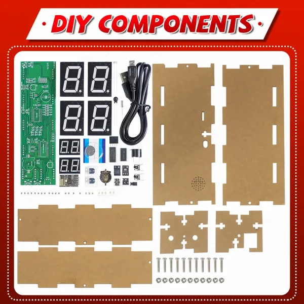 Kit de bricolage horloge réseau électronique WiFi ESP8266 Module 8 bits affichage du Tube numérique temps température alarme Kit de pratique de soudage – Image 6