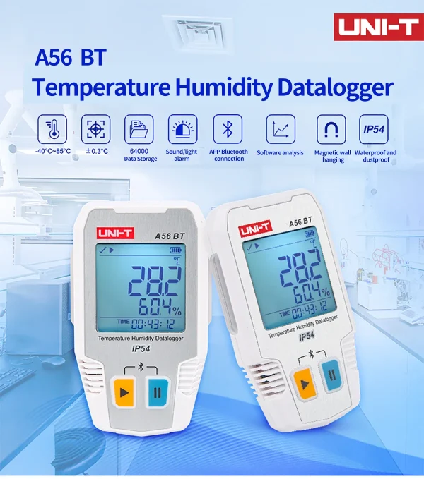 Enregistreur de données d'humidité de la température UNI-T A56 BT Bluetooth Digital Food Therye.com Hygromètre 64000 ensembles Stockage de données IP54 – Image 7