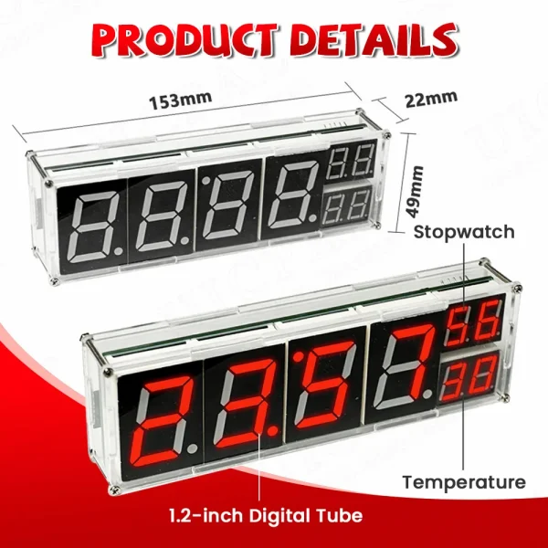 Kit de bricolage horloge réseau électronique WiFi ESP8266 Module 8 bits affichage du Tube numérique temps température alarme Kit de pratique de soudage – Image 3