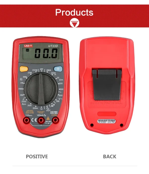UNI-T UT33D multimètre de poche numérique professionnel AC DC ampèremètre voltmètre testeur de résistance multimètre – Image 8