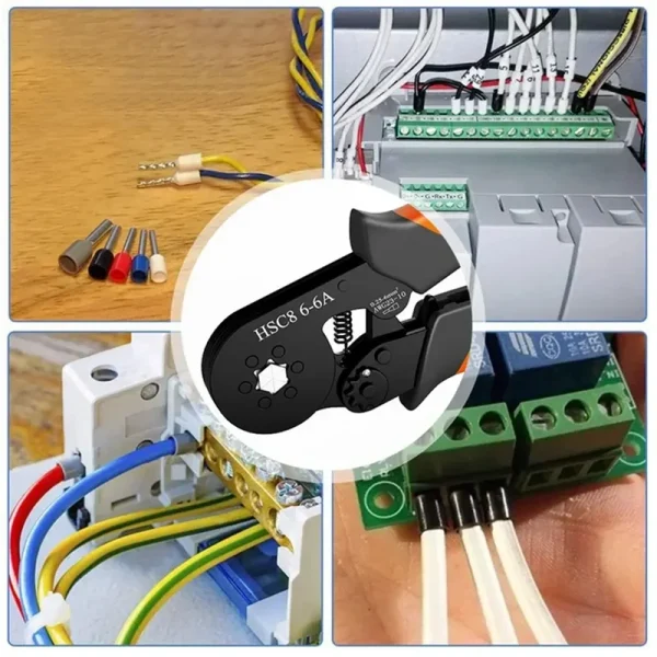 Kit d'outils de sertissage de virole à cliquet auto-ajustable Hexagonal 23-10AWG 0.25-6 mm2 Kit de sertissage avec 400-2000 bornes de fil – Image 6