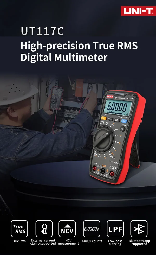UNI T-Multimètres numériques professionnels UT117C AC DC Voltmètre Ampèremètre True RMS – Image 10