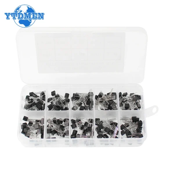 Kit de transistors TO-92, boîte d'assortiment BC547 BC327 BC337 2N2222 3906 C945 PNP/NPN, Kit électronique, 200/480/840 pièces – Image 4