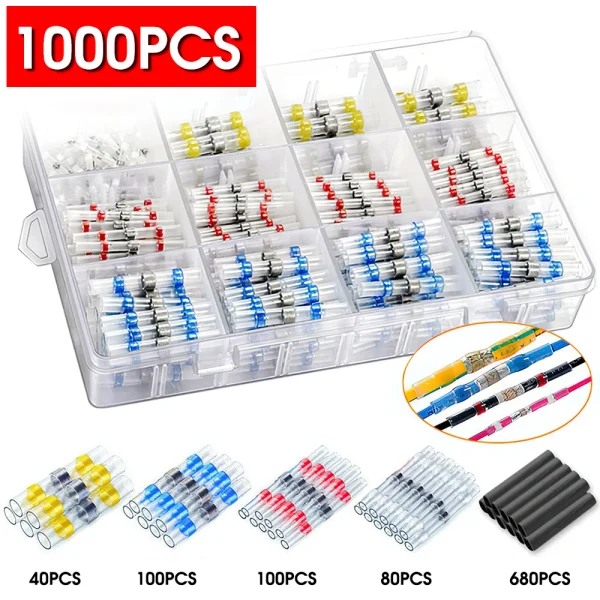 Connecteurs de fil à souder thermorétractables, connecteurs isolés bout à bout, Kit de connecteurs à souder pour automobile et Marine, 50 à 1000 pièces – Image 9