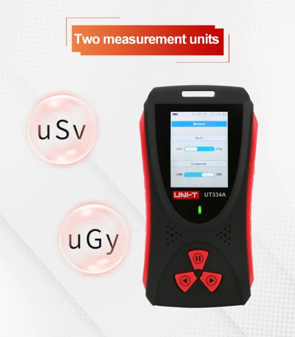 Testeur de rayonnement UNI-T UT334A – Dosimètre numérique à écran couleur – Détection X, bêta, gamma avec alarme sonore – Image 14