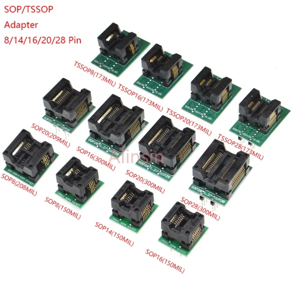 Adaptateur programmateur universel SOP/TSSOP/TQFP vers DIP – SOP8 à TQFP44, 150 à 300 mil