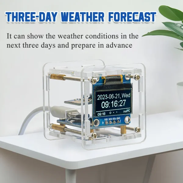 Mini horloge météo numérique WiFi, kit de soudure bricolage, station météo électronique multifonctionnelle, ESP8266 – Image 5