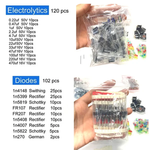 Kit de composants électroniques Édition ultime Divers puzzles courants Résistances Puzzles Énigmes T0-92 Transistors LED Carte PCB DIP-IC – Image 4