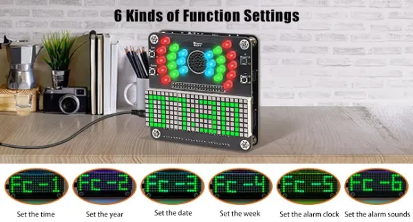 Projet de soudure d'horloge à monter soi-même, Kit de pratique électronique d'horloge numérique à 4 chiffres avec lumières clignotantes LED, affichage de la température et de la Date – Image 8