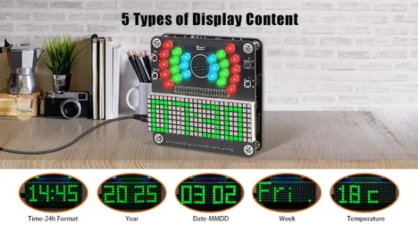 Projet de soudure d'horloge à monter soi-même, Kit de pratique électronique d'horloge numérique à 4 chiffres avec lumières clignotantes LED, affichage de la température et de la Date – Image 7