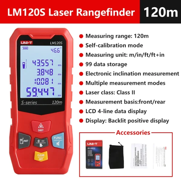 Télémètre Laser UNI-T série LM-S télémètre Laser numérique 40m 50m 60m 80m 100m 120m ruban à mesurer électronique – Image 8
