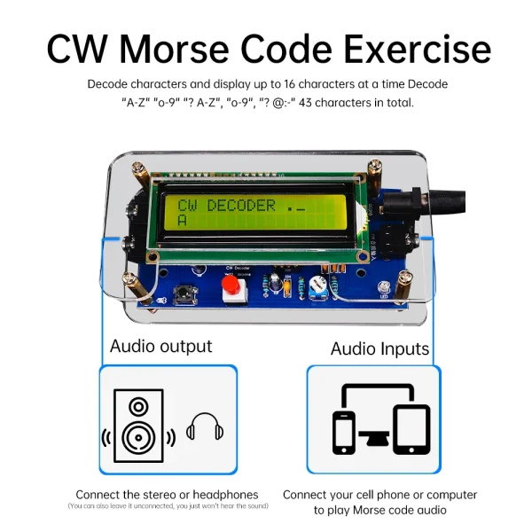 Décodeur de Code Morse DC9V CW, Circuit imprimé en vrac, pratique de soudage, Kit de fabrication électronique, prise américaine – Image 2