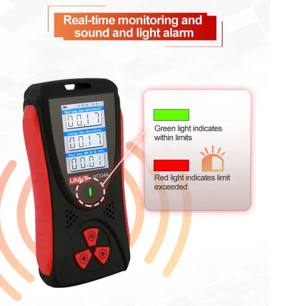 Testeur de rayonnement UNI-T UT334A – Dosimètre numérique à écran couleur – Détection X, bêta, gamma avec alarme sonore – Image 4
