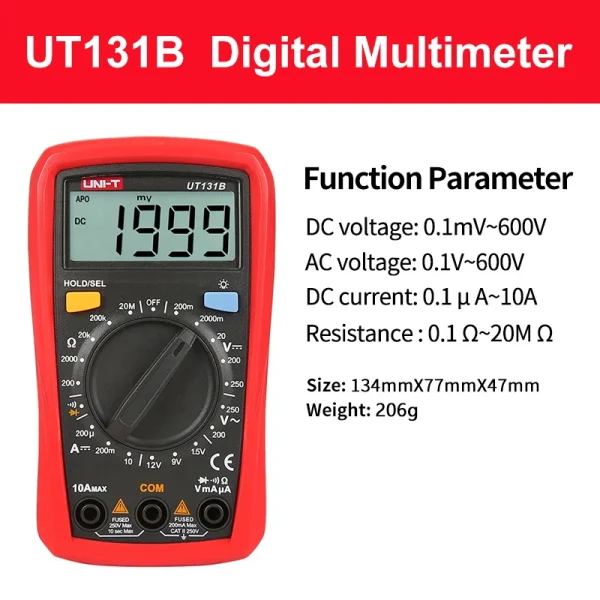 Testeur de multimètre numérique UNI-T Série UT131 Voltmètre AC DC Ampèremètre 2000 Comptes Palm Size Multimetro 02/10/2018 Test de diode – Image 6