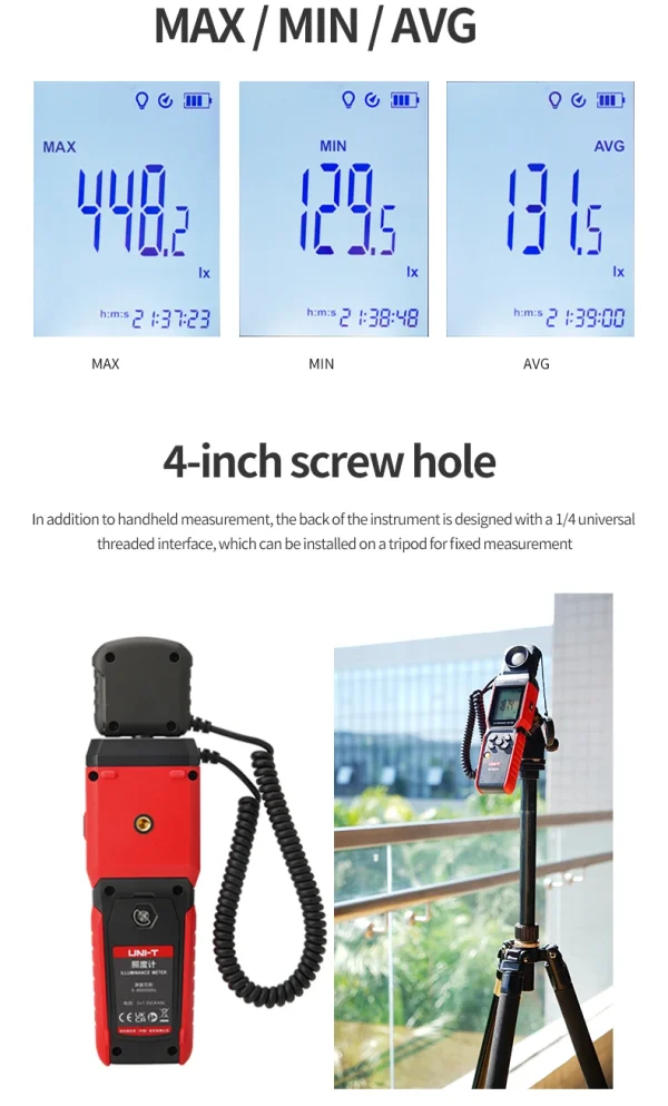 Éclairement UNI-T UT381A 400000   Photomètre de compteur de lumière numérique de compteur de Lux de conception rotative divisée lx avec l'application Bluetooth – Image 16