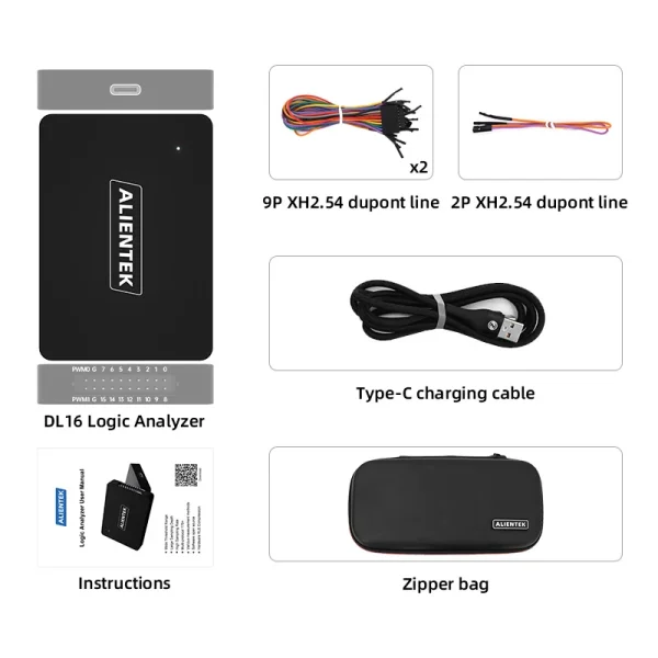 ALIENTEK analyseur logique DL16 250MHz taux d'échantillonnage maximum 16 canaux outils d'analyse logique ARM FPGA logiciel de décodage de protocole de débogage – Image 5