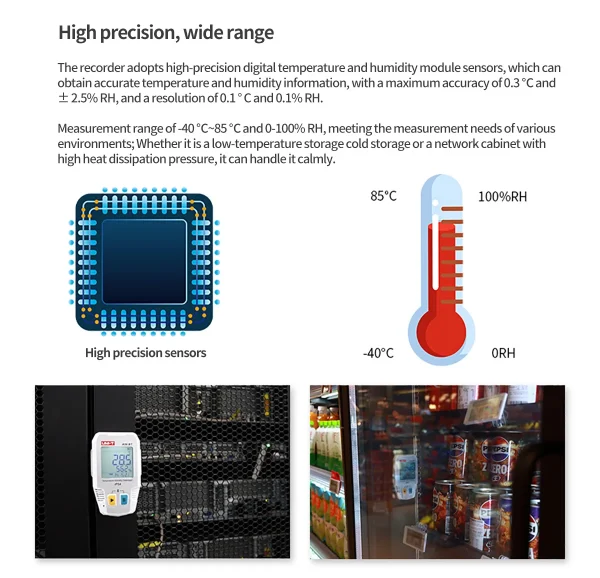Enregistreur de données d'humidité de la température UNI-T A56 BT Bluetooth Digital Food Therye.com Hygromètre 64000 ensembles Stockage de données IP54 – Image 9