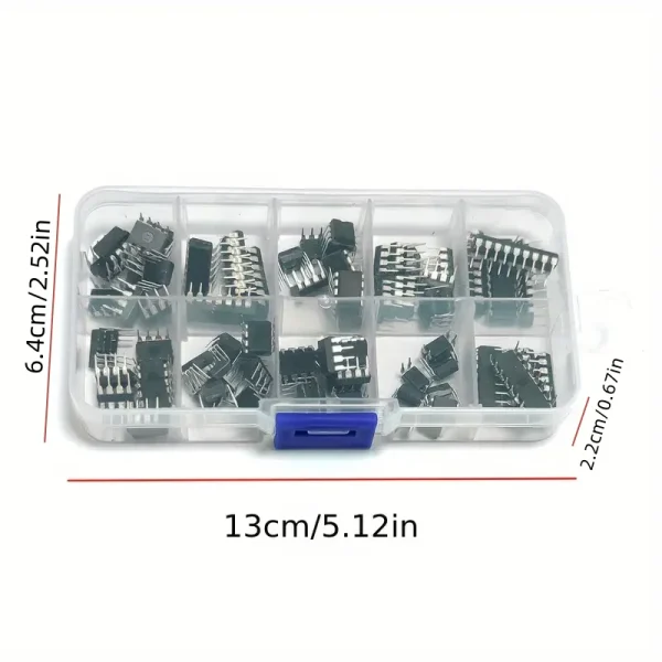 Kit de puces de Circuit intégré 85 pièces, 10 spécifications IC-NE555 IC-LM324 IC-LM358 DIP, kit combiné de minuterie de précision unique – Image 4