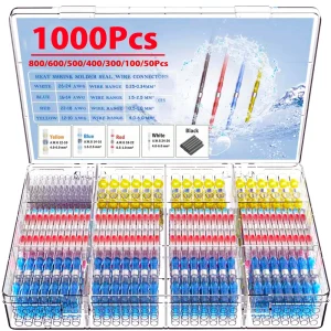 Connecteurs de fil à souder thermorétractables, connecteurs isolés bout à bout, Kit de connecteurs à souder pour automobile et Marine, 50 à 1000 pièces