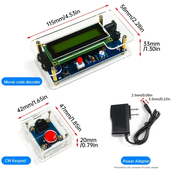 Décodeur de Code Morse DC9V CW, Circuit imprimé en vrac, pratique de soudage, Kit de fabrication électronique, prise américaine – Image 5