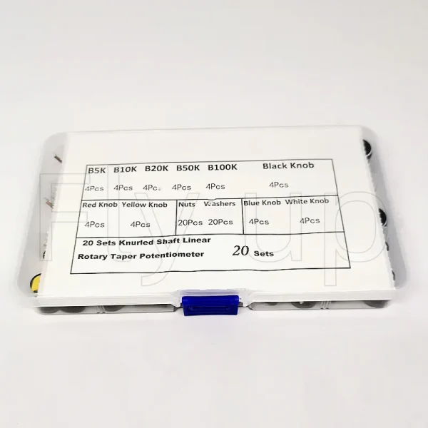 Kit de potentiomètre simple WH148 15MM, 20 ensembles/boîte, B5K/10K/20K/50K/100K avec boutons, jeu d'écrous d'arbre – Image 2