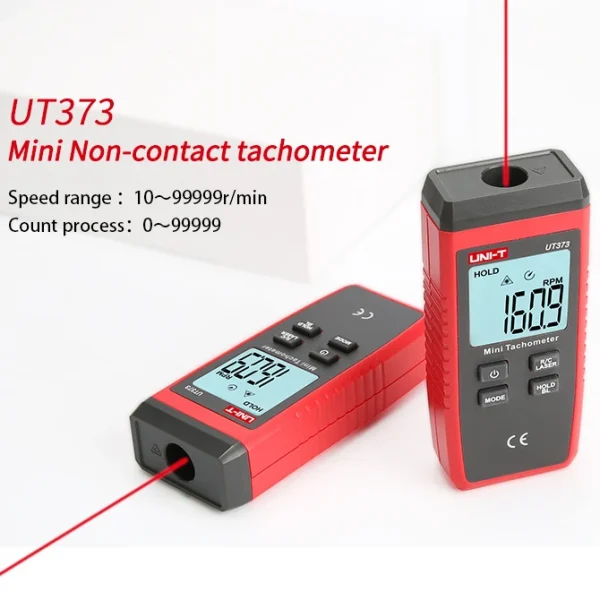 UNI-T Mini tachymètre Laser numérique UT373 tachymètre sans Contact plage de RPM 10-99999 tr/min tachymètre odomètre rétro-éclairage – Image 2