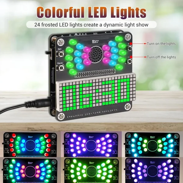 Projet de soudure d'horloge à monter soi-même, Kit de pratique électronique d'horloge numérique à 4 chiffres avec lumières clignotantes LED, affichage de la température et de la Date – Image 5
