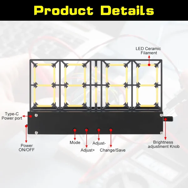 Kit de pratique de soudage, réveil numérique 4 bits avec réglage de l'éclairage, projets de soudage, Kits électroniques de bricolage – Image 18