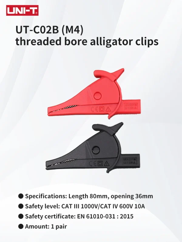 Clips crocodiles filetés UT-C02B UNI-T appropriés à la conversion des stylos avec les embouts filetés – Image 3