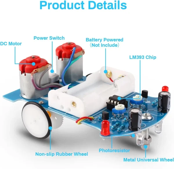 Kit électronique d'apprentissage de la soudure, Kits de projets de soudage de voiture intelligente, ligne suivant le Robot pour débutants, électronique de bricolage – Image 2