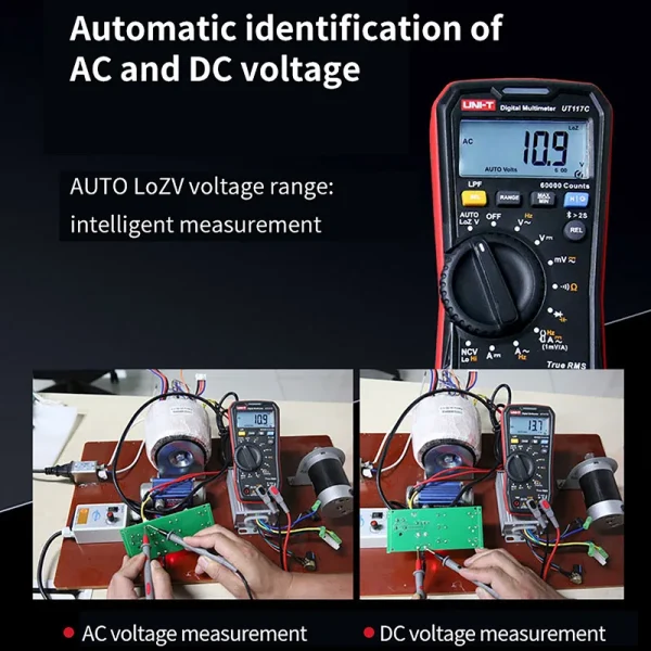 UNI T-Multimètres numériques professionnels UT117C AC DC Voltmètre Ampèremètre True RMS – Image 2